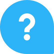 Białe pytajnik na niebieskim tle w kształcie kropli.